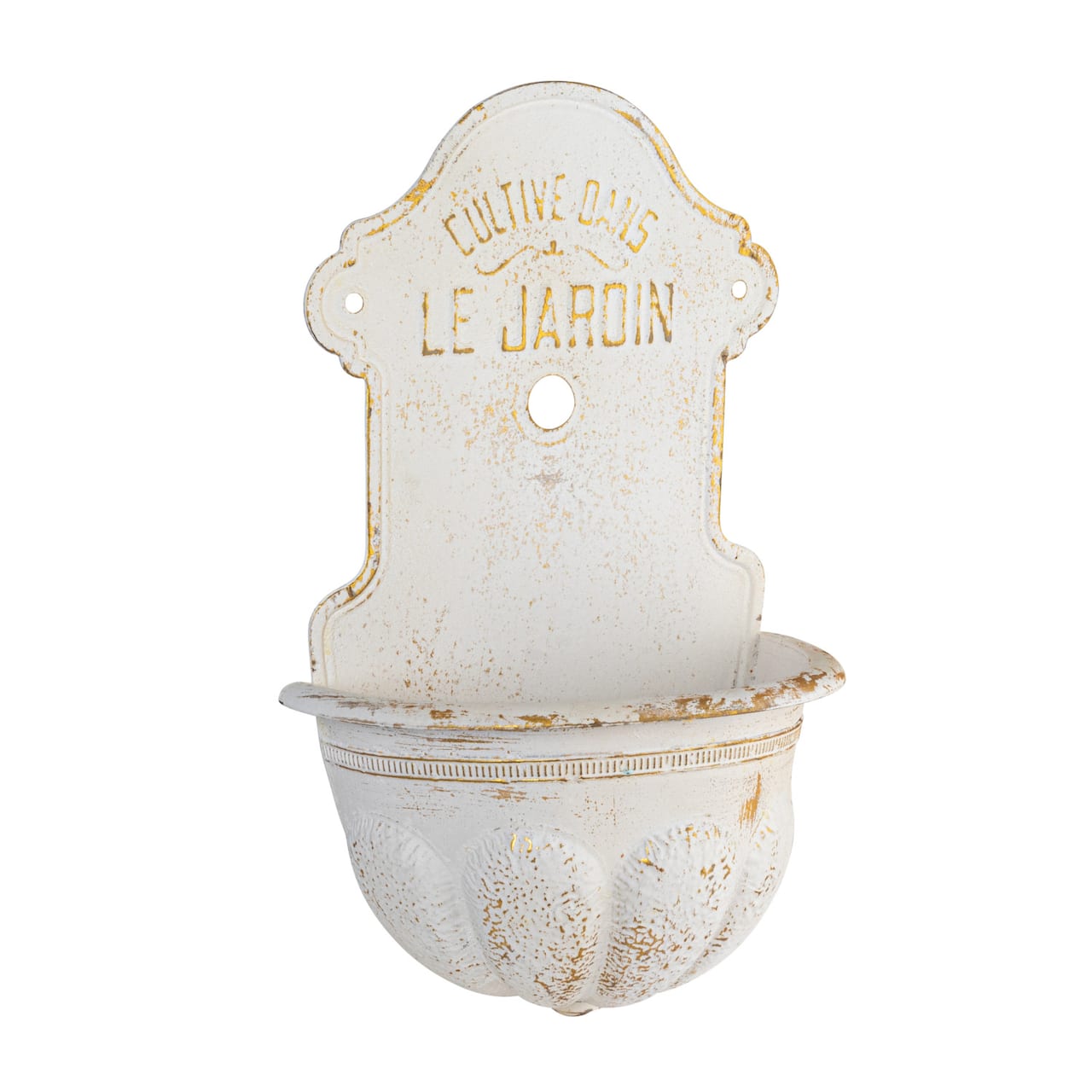 Hello Honey® 28.5" White Distressed Finish Metal Wall-Mounted Planter